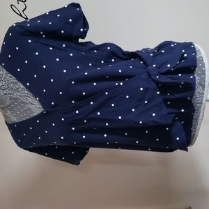 Navy/white polka dot shirt